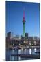 Viaduct Harbour and Sky Tower at Dusk, Auckland, North Island, New Zealand-Ian Trower-Mounted Photographic Print