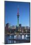 Viaduct Harbour and Sky Tower at Dusk, Auckland, North Island, New Zealand-Ian Trower-Mounted Photographic Print