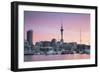 Viaduct Harbour and Sky Tower at Sunset, Auckland, North Island, New Zealand, Pacific-Ian-Framed Photographic Print