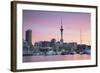 Viaduct Harbour and Sky Tower at Sunset, Auckland, North Island, New Zealand, Pacific-Ian-Framed Photographic Print