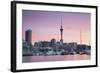 Viaduct Harbour and Sky Tower at Sunset, Auckland, North Island, New Zealand, Pacific-Ian-Framed Photographic Print