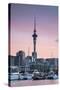 Viaduct Harbour and Sky Tower at Sunset, Auckland, North Island, New Zealand, Pacific-Ian-Stretched Canvas