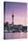 Viaduct Harbour and Sky Tower at Sunset, Auckland, North Island, New Zealand-Ian Trower-Stretched Canvas