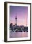 Viaduct Harbour and Sky Tower at Sunset, Auckland, North Island, New Zealand-Ian Trower-Framed Photographic Print