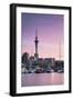 Viaduct Harbour and Sky Tower at Sunset, Auckland, North Island, New Zealand-Ian Trower-Framed Photographic Print