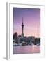 Viaduct Harbour and Sky Tower at Sunset, Auckland, North Island, New Zealand-Ian Trower-Framed Photographic Print