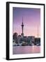 Viaduct Harbour and Sky Tower at Sunset, Auckland, North Island, New Zealand-Ian Trower-Framed Photographic Print