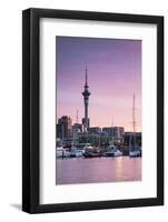 Viaduct Harbour and Sky Tower at Sunset, Auckland, North Island, New Zealand-Ian Trower-Framed Photographic Print