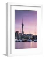 Viaduct Harbour and Sky Tower at Sunset, Auckland, North Island, New Zealand-Ian Trower-Framed Photographic Print