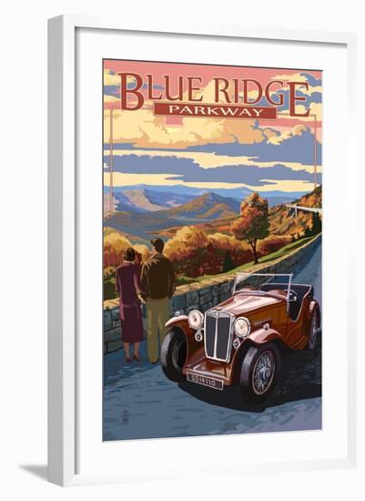 Viaduct Scene at Sunset - Blue Ridge Parkway-Lantern Press-Framed Art Print