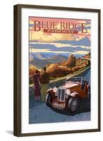 Viaduct Scene at Sunset - Blue Ridge Parkway-Lantern Press-Framed Art Print