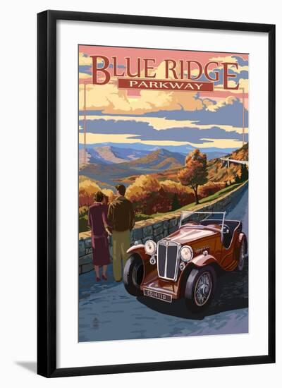 Viaduct Scene at Sunset - Blue Ridge Parkway-Lantern Press-Framed Art Print