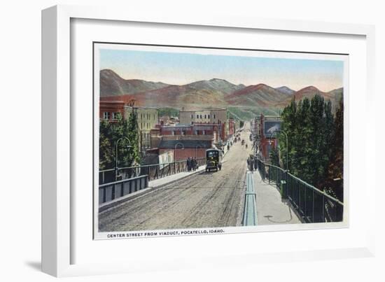 Viaduct View of Center Street - Pocatello, ID-Lantern Press-Framed Art Print
