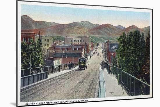 Viaduct View of Center Street - Pocatello, ID-Lantern Press-Mounted Art Print