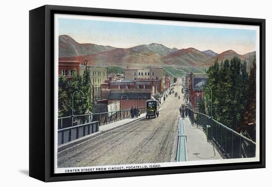 Viaduct View of Center Street - Pocatello, ID-Lantern Press-Framed Stretched Canvas