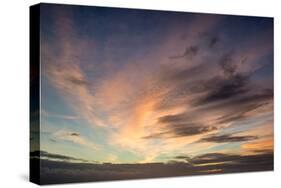 Vibrant Beautiful Pink and Blue Cloudy Sky Sunrise-Veneratio-Stretched Canvas