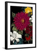 Vibrant Florals Black 1-Devon Ross-Framed Art Print