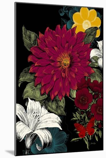 Vibrant Florals Black 1-Devon Ross-Mounted Art Print