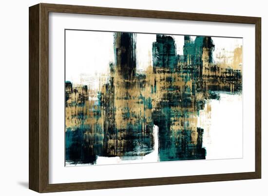 Vibrant Gold on Teal-Alex Wise-Framed Art Print