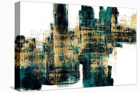 Vibrant Gold on Teal-Alex Wise-Stretched Canvas
