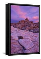 Vibrant Orange Clouds over Red and White Sandstone at Sunset, Gold Butte, Nevada, Usa-James Hager-Framed Stretched Canvas