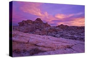 Vibrant Orange Clouds over Red and White Sandstone at Sunset-James-Stretched Canvas