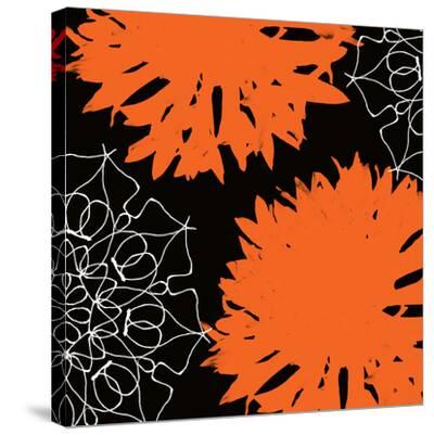 'Vibrant orange floral' Stretched Canvas Print Yashna
