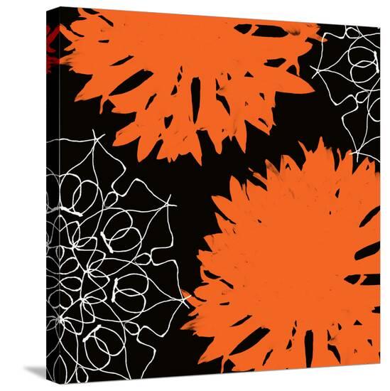 Vibrant orange floral-Yashna-Stretched Canvas