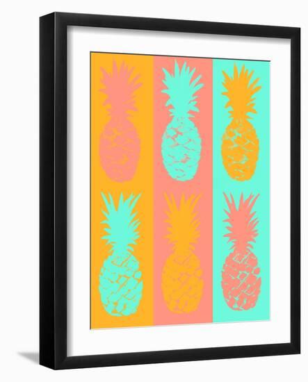 Vibrant Striped Pineapples-Julie DeRice-Framed Art Print