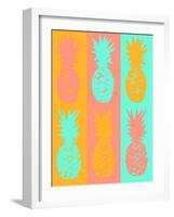 Vibrant Striped Pineapples-Julie DeRice-Framed Art Print