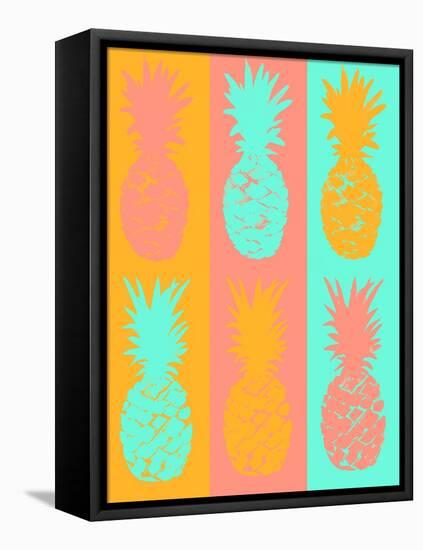 Vibrant Striped Pineapples-Julie DeRice-Framed Stretched Canvas