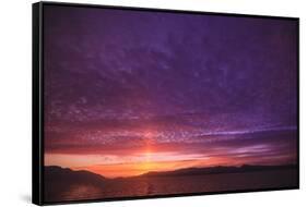 Vibrant summer sunset, Inside Passage North of Campbell River, Vancouver Island, Northern British C-Stuart Westmorland-Framed Stretched Canvas