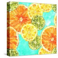 Vibrant Watercolour Lemons, Oranges, and Limes-Plateresca-Stretched Canvas