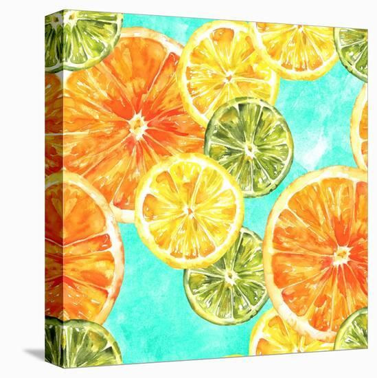 Vibrant Watercolour Lemons, Oranges, and Limes-Plateresca-Stretched Canvas