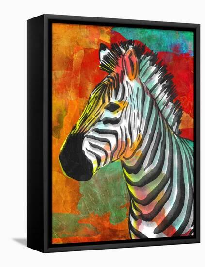 Vibrant Zebra-OnRei-Framed Stretched Canvas