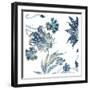 Vic Floral Indigo Mate-Jace Grey-Framed Art Print