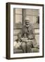 Vicar with a Spaniel Dog on a Bench-null-Framed Photographic Print
