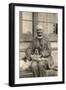 Vicar with a Spaniel Dog on a Bench-null-Framed Photographic Print