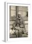 Vicar with a Spaniel Dog on a Bench-null-Framed Photographic Print