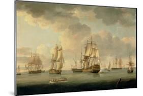 Vice-Admiral Sir Allen Gardner, Vice-Admiral of the White, in a Three-Decker at Spithead, 1796-Thomas Elliot-Mounted Giclee Print