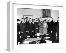 Vice Pres Harry Truman Took Oath of Office in White House Cabinet Room after Roosevelt's Death-null-Framed Photo