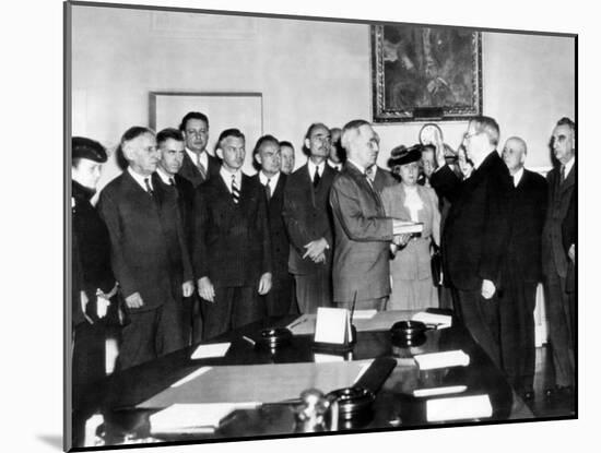 Vice Pres Harry Truman Took Oath of Office in White House Cabinet Room after Roosevelt's Death-null-Mounted Photo