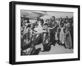 Vice President Richard M. Nixon and Wife Arriving at Airport During Campaining-null-Framed Photographic Print
