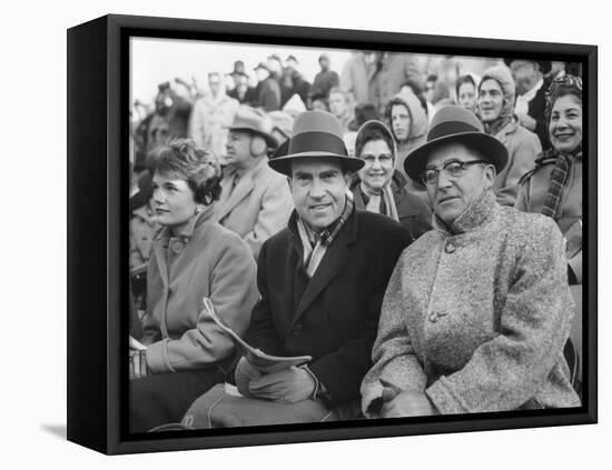 Vice President Richard Nixon with Football Coach Vince Lombardi-null-Framed Stretched Canvas