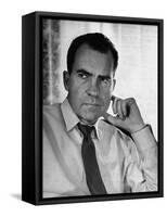 Vice President Richard Nixon with His Tie Loosened, in Shirt Sleeves in His Office-Hank Walker-Framed Stretched Canvas