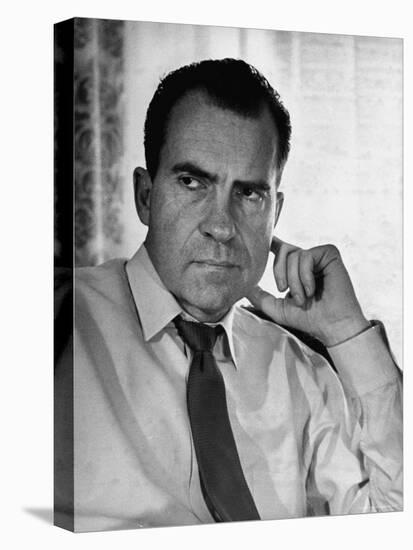 Vice President Richard Nixon with His Tie Loosened, in Shirt Sleeves in His Office-Hank Walker-Stretched Canvas