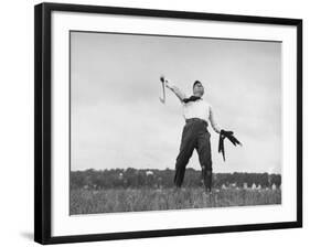 Vice Presidential Candidate Henry A. Wallace, Throwing a Boomerang in a Field-Thomas D^ Mcavoy-Framed Premium Photographic Print