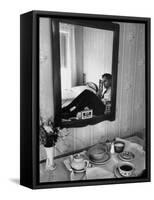 Vice Presidential Candidate Richard M. Nixon Eating Breakfast in His Hotel Room-Cornell Capa-Framed Stretched Canvas