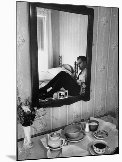 Vice Presidential Candidate Richard M. Nixon Eating Breakfast in His Hotel Room-Cornell Capa-Mounted Photographic Print