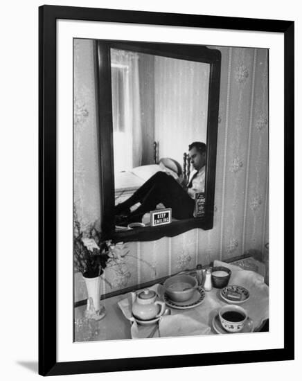 Vice Presidential Candidate Richard M. Nixon Eating Breakfast in His Hotel Room-Cornell Capa-Framed Photographic Print